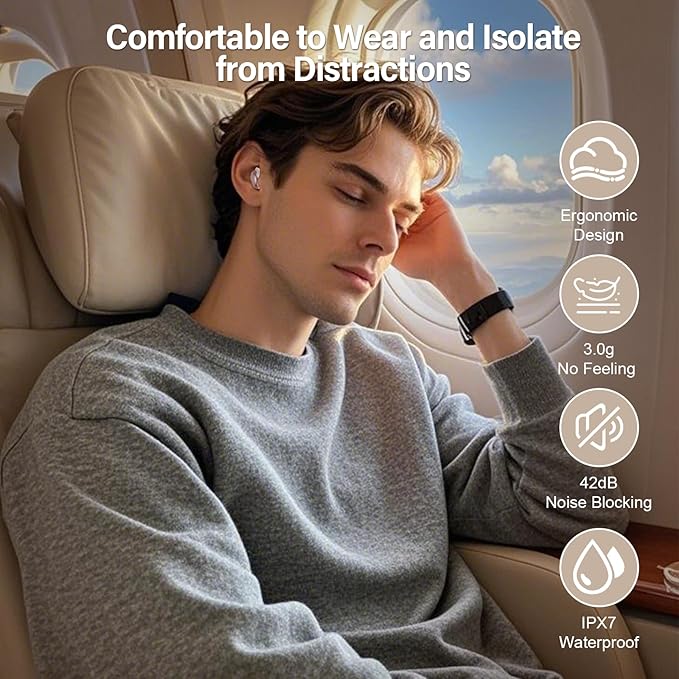 Sleep Earbuds Bluetooth 5.4 in Ear Touch Screen Sleep Headphones, Small Design Mini Sleep Earbuds for Side Sleepers with Sleep Mode, 48H Playtime Sleep Earphones Clear Calls, 5 EQ Modes, Rose Gold