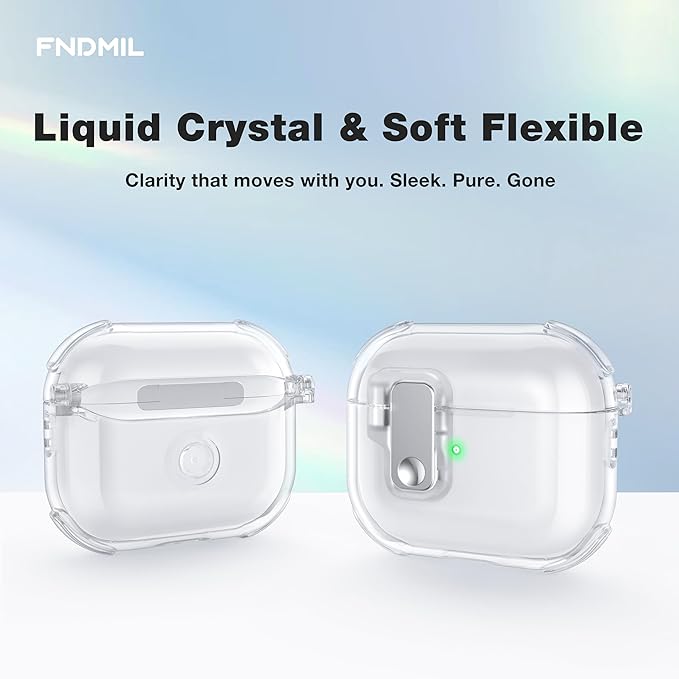 Clear Case for AirPods 3 Case Cover with [Lock Safety & Pop Up][Military Shockproof] Anti-Yellow Transparent Soft TPU Wireless Charging for AirPods 3 Generation Case with Keychain,Clear