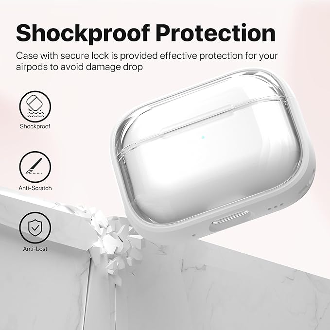 Valkit Compatible AirPods Pro Case, Clear with Lock & Cleaner Kit, Soft Shockproof Protective Case for AirPods Pro Gen 2/1