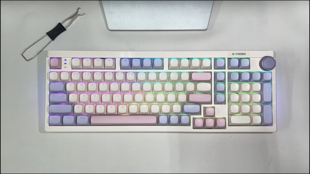 E-YOOSO 96% Wireless Mechanical Keyboard Creamy, RGB Backlit, White Pink - Image 8