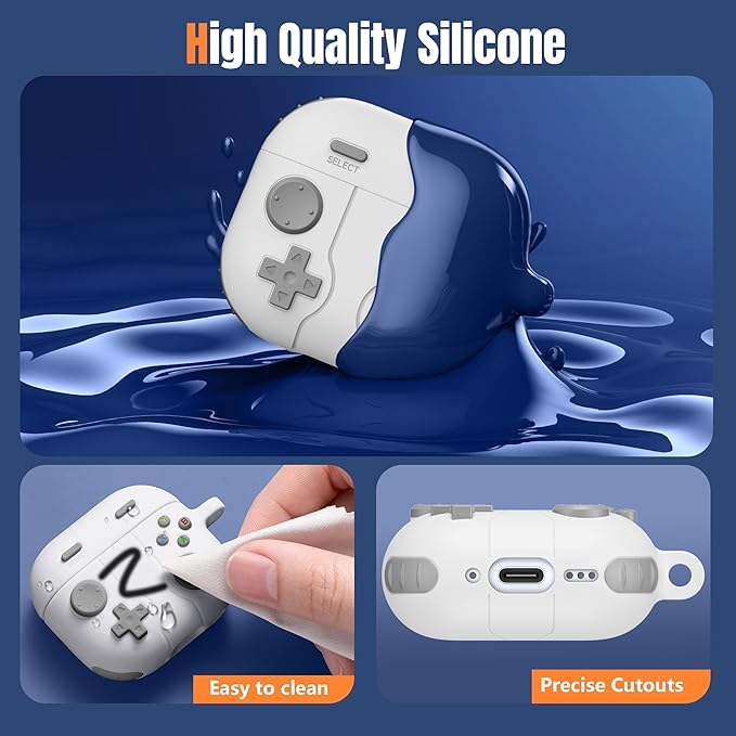 for AirPods 4 2024 Case Cover with Cleaner Kit, Keychain, Compatible with Apple Airpods 4 Case Cover, Cute Funny Game Console Shock-Proof Protective Silicone AirPod 4 Case Covers for Men Boy-White
