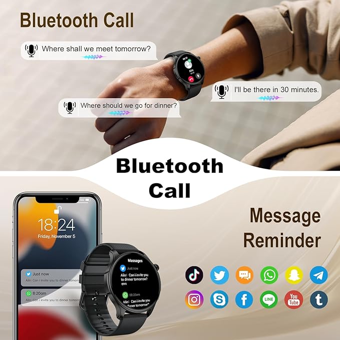Smart Watch for Men Women Fitness: Waterproof Running Digital Mens Watches Step Pedometer Tracker Make Answer Call Smartwatch Android Phone iPhone Samsung Compatible SpO2 Sleep Heart Rate Monitor