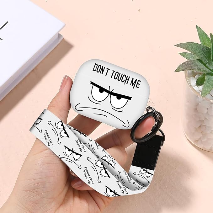 Compatible with Airpods Pro 3 Case(2025),Don't Touch Me for Airpods Pro 3rd Generation Cases Cover with Lanyard Soft Silicone Cute Shockproof Cover for Women Men,Black