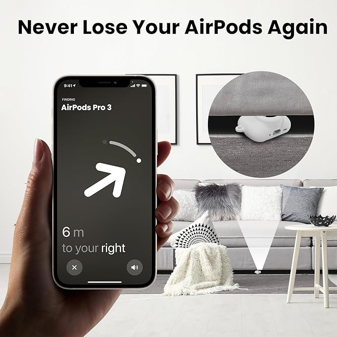 2 in 1 Silicone Case Compatible with AirPods Pro 3 and AirTag 2/1, Shockproof Protective Case Cover for AirPods Pro 3rd Generation 2025 with Cleaner Kit & Carabiner (White)