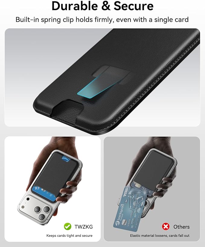 for MagSafe Wallet, 3 Cards Holder, Slim Magnetic Phone Wallet for iPhone 17/16/15/14/13/12 Pro Max Plus Air Series,RFID Blocking Vegan Leather,Black