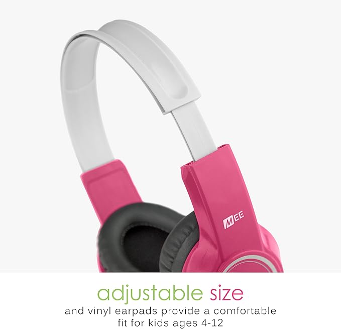 MEE Audio KidJamz 3 Kids Safe Listening Headphones with Volume Limiter & Built-in Microphone, Adjustable On-Ear Headset w/ 3.5mm Jack & Tangle-Free Cord for Online Learning/School/Travel/Tablet