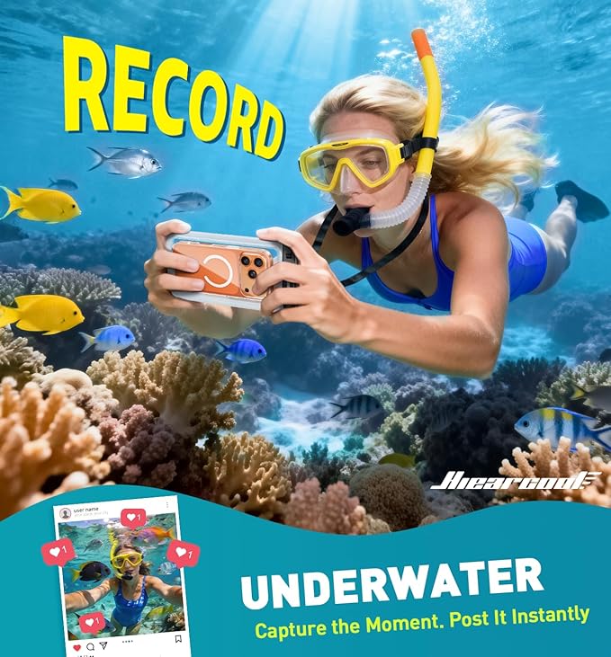 Hiearcool Waterproof Phone Pouch, Waterproof Phone Case, IPX8 Cellphone Dry Bag Compatible for iPhone 17 16 15 14 13 Pro Max Plus Cellphone Up to 8.3", Beach Essentials for Travel-Clear-4Pack