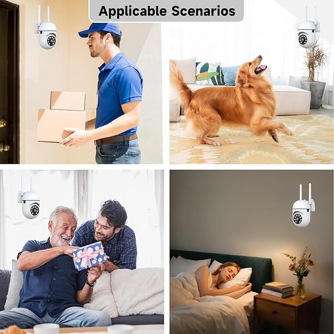 1080P Security Camera Wired, Baby Monitor with 360° Pan/Tilt, 2-Way Audio, Color Night Vision, AI Detection, SD/Cloud Storage, 2.4G/5GHz WiFi Home Surveillance Cam, Compatible with Alexa