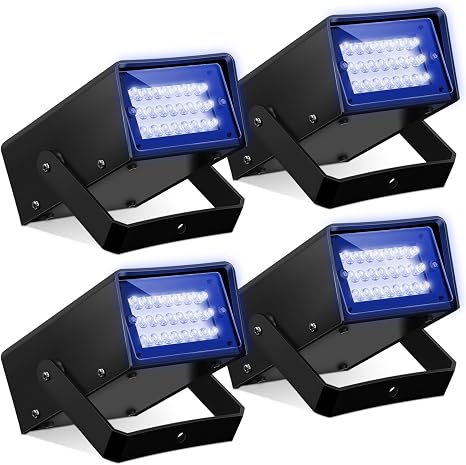 Treela 4 Pack Strobe Party Light Small Bright LED Outdoor, Blue, 24 LED