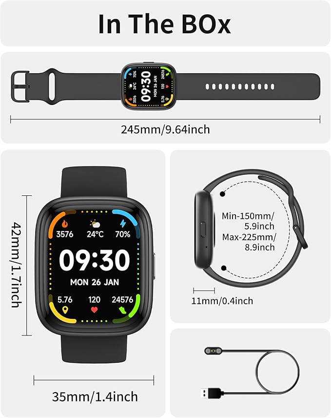 Smart Watch Men Women with Voice Assistant, 1.83" HD Fitness Tracker, Bluetooth 5.3 Call, Heart Rate SpO2 Sleep Monitor, IP68 Waterproof, 100+ Sports Modes, Pedometer for iOS Android