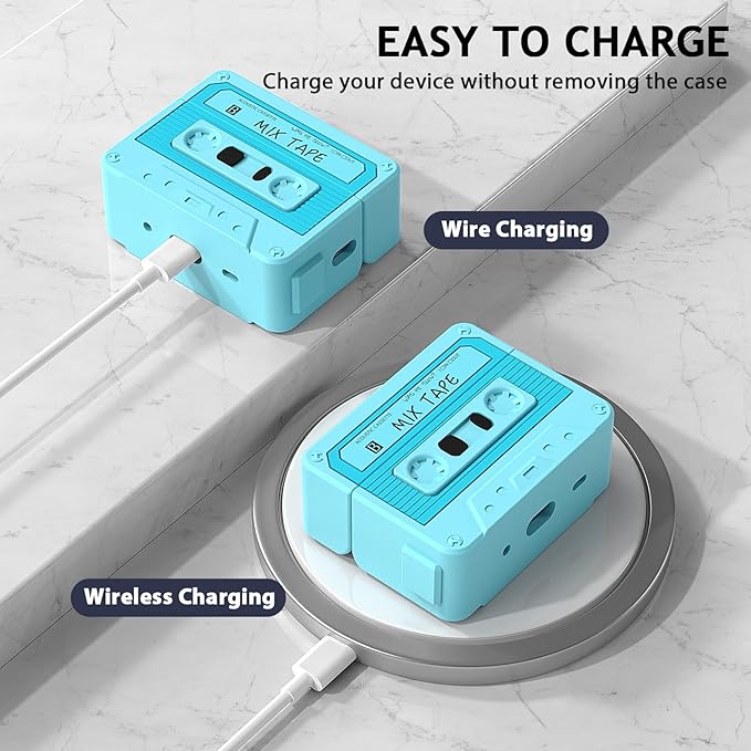 AirPods Pro 2 Case Cover, KOREDA Funny Cassette Tape Design Case for Airpods Pro 2nd Generation/1st Generation (2023/2022/2019), Cute Cartoon Fashion Silicone Protective Case for Women Men