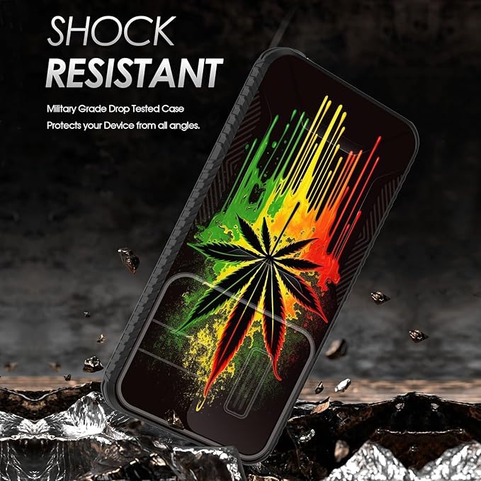 for Galaxy S25 Case Built in Slide Camera Lens Cover,Heavy Duty Shockproof Protection Dual Layer Case for Samsung Galaxy S25 6.2" 2025,Marijuana Leaf Weed