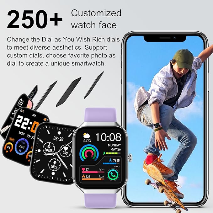Smart Watch (Answer/Make Calls), 1.96" HD Screen SmartWatch for Men Women 113+ Sport Modes, Fitness Activity Tracker Heart Rate/Sleep Monitor/Pedometer, IP68 Waterproof, Smart Watches for Android iOS