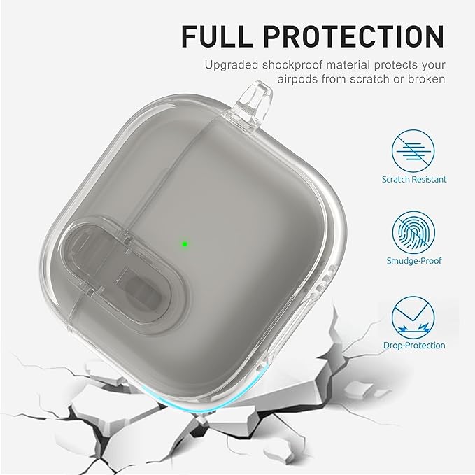 Valkit Compatible AirPods 4th Generation Case Cover, Soft TPU Airpods 4 Case with Cleaner Kit, Shockproof Protective Case with Keychain for Apple AirPods 4 Gen Case for Women Men(Clear Black)