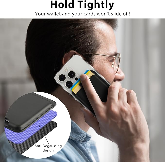 Magnetic Wallet Compatible with Magsafe,2Pack with Mag Safe Card Holder for Apple iPhone 15/14/13/12 Pro/Max/Plus/Case,Vegan Leather RFID Phone Wallet Fits 4 Cards - White+Black