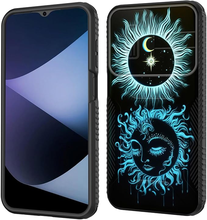 for Galaxy A16 5G Case Built in Slide Camera Lens Cover,Heavy Duty Shockproof Protection Dual Layer Case for Samsung Galaxy A16 5G 6.7" 2024,Sun Moon