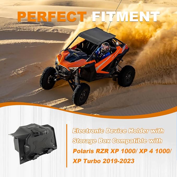 GearUp Electronic Device Holder with Storage Box Compatible with Polaris RZR XP 1000/ XP 4 1000/ XP Turbo 2019-2023 Tablet Phone Device Holder