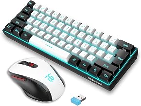 Snpurdiri 2.4G 60% Wireless Gaming Keyboard and Mouse Combo, Black-White - Image 1