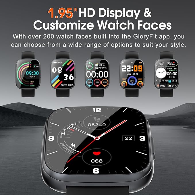 Smart Watch for Men Women(Answer/Make Calls), 1.95" HD Touch Screen Fitness Watch with Sleep Heart Rate Monitor, 110+ Sports Modes, IP68 Waterproof Activity Trackers Compatible Android iOS (Black)