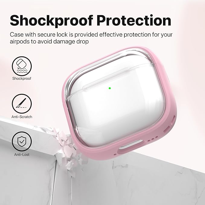 Valkit Compatible Airpods 4 Case Cute, Soft TPU Airpods 4th Generation Case Cover with Cleaner Kit, Shockproof Protective Case with Keychain for Apple AirPods 4 Gen Cases for Women Men(Pink Clear)