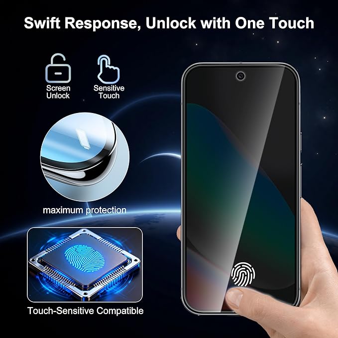 2 Pack for Google Pixel 10 Privacy Screen Protector, 2 Pack Camera Protector, Fingerprint Compatible, Anti Spy, 9H Hardness Glass for Google Pixel 10