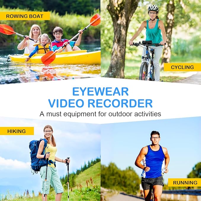 Smart Glasses with Camera, Video Recording and Photo Taking, Recording Glasses 1080P HD 32GB Memory Card Video Camera Glasses for Men Women Cycling Hiking Travel, No Bluetooth NO WiFi No App