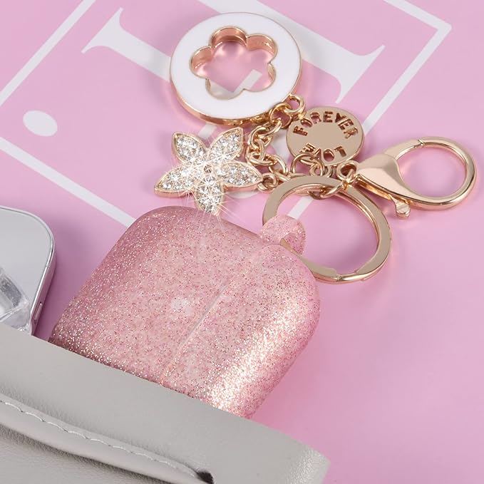 VISOOM Case for Airpods 3 Pink Airpods 3rd Cases 2021 Silicone for iPod 3 Earbuds Case Cover Women Wireless Charging Case with Accessories Girl Bling Keychain for Apple Ear Buds 3rd Generation