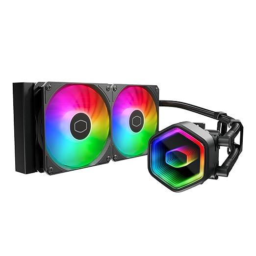 Cooler Master 240 Core II Liquid CPU AIO Cooler ??240mm Radiator, Dual ARGB PWM Fans, Infinity Mirror Dual-Chamber Pump, Quiet Cooling & Easy Installation, AMD AM5/AM4 & Intel LGA 1851/1700, Black