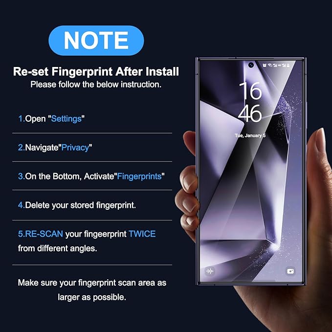 Uyiton UnBreak-Glass for Samsung Galaxy S24 Ultra Screen Protector, [Ultrasonic Fingerprint Support][Auto-Alignment Frame] Scratch-Resistant Bubble-Free S24 Ultra Screen Protector(6.8'' 5G), 2 Pack