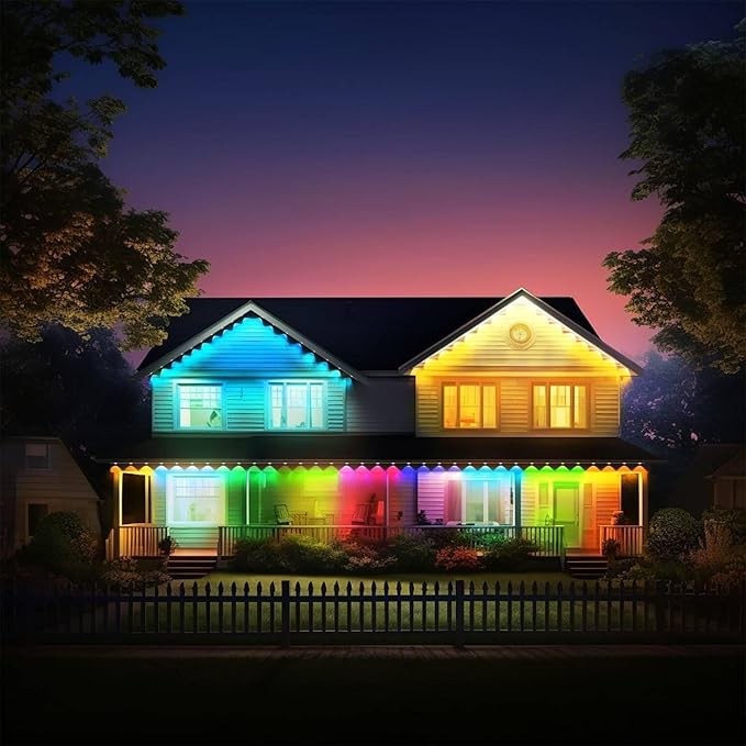 Permanent Outdoor String Lights 200ft, Smart RGB App Control with 120 LEDs, LED Eaves Lights IP67 Waterproof, House Roof Outdoor Lighting for Party, Daily, Halloween,Christmas,Garden