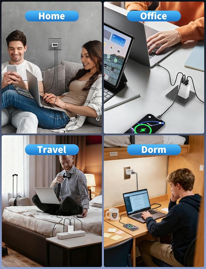 2Pack 100W USB C Charger Block, 3Port Fast Charging Adapter, Type C Fast Charging Blocks Cube PD USBC Wall Plug+QC3.0 USB A Charger Brick for MacBook Pro/Air,iPad,iPhone 17/16,Samsung S25 &More-White