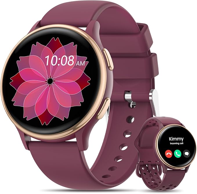 Smart Watches for Women(Answer/Make Calls), 1.27'' AMOLED Screen Activity Trackers with Heart Rate/Sleep/SpO2 Monitor, Smartwatch for iPhone/Samsung/Android, 120+ Sport Modes IP68 Fitness Watch Red