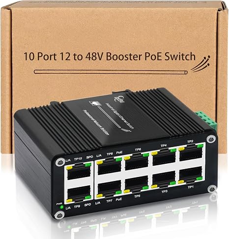 Industrial 10 Port Gigabit PoE Switch,8 Port PoE@240W + 2 Uplink