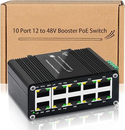 Industrial 10 Port Gigabit PoE Switch,8 Port PoE@240W + 2 Uplink