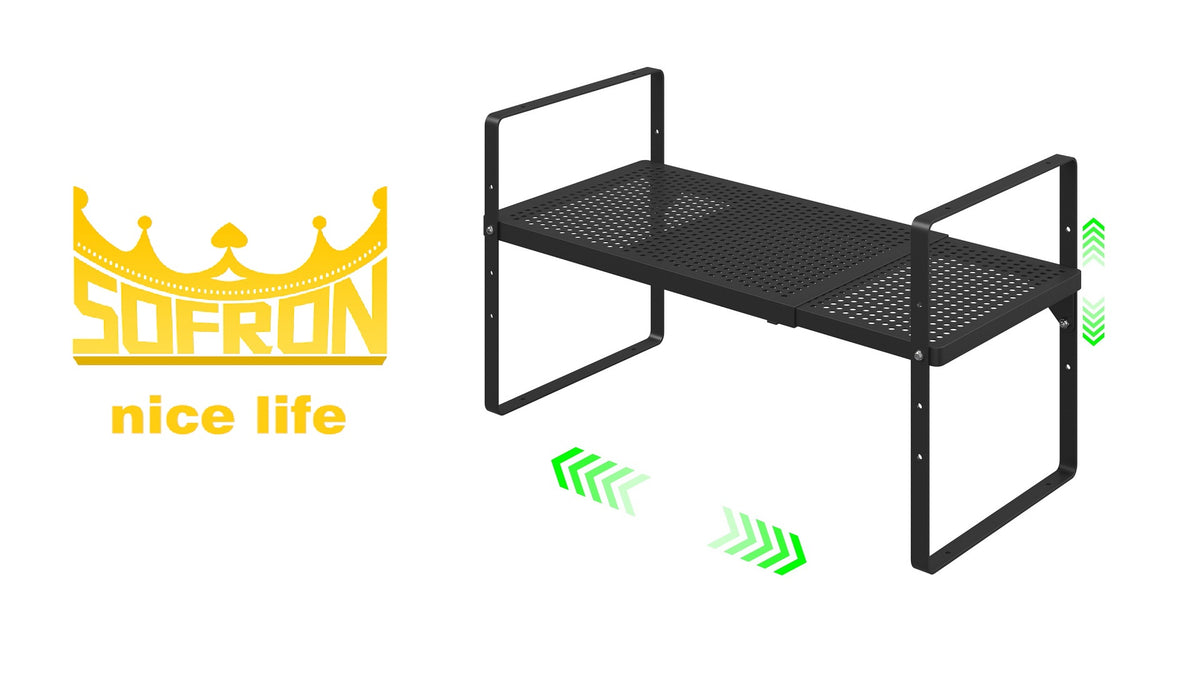 Expandable Storage Shelf, Stackable Organizer Rack, Black Small 1 PK
