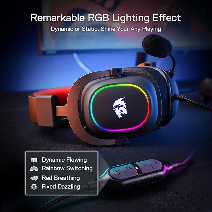 Redragon H510 Zeus-X RGB Wired Gaming Headset - 7.1 Surround Sound - 53MM Audio Drivers in Memory Foam Ear Pads w/Reliable Fabric Cover- Multi Platforms Headphone - USB Powered for PC/PS4/NS