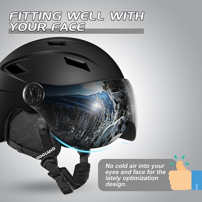Odoland Ski Helmet with 2-in-1 Visor Goggles, Light Weight Snowboard Helmet for Men Women, Snow Sport Helmets for Skiing, Skating, Snowboarding