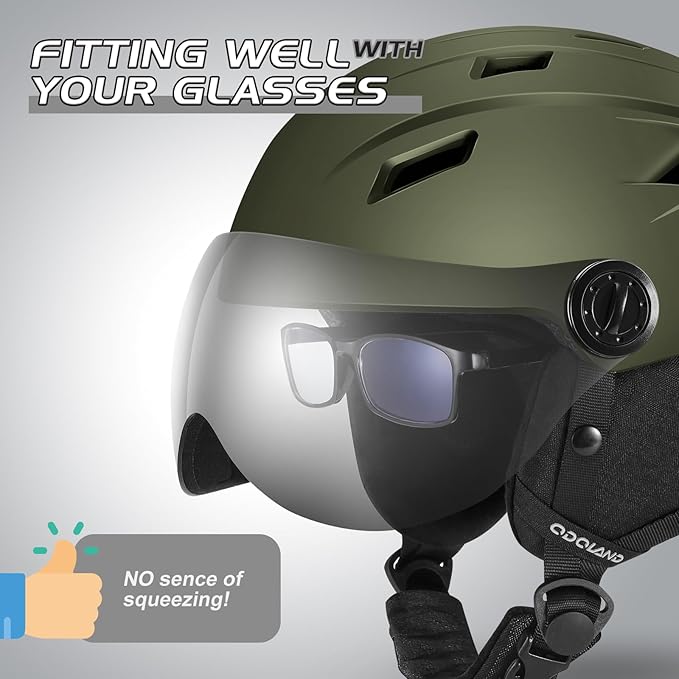 Odoland Ski Helmet with 2-in-1 Visor Goggles, Light Weight Snowboard Helmet for Men Women, Snow Sport Helmets for Skiing, Skating, Snowboarding