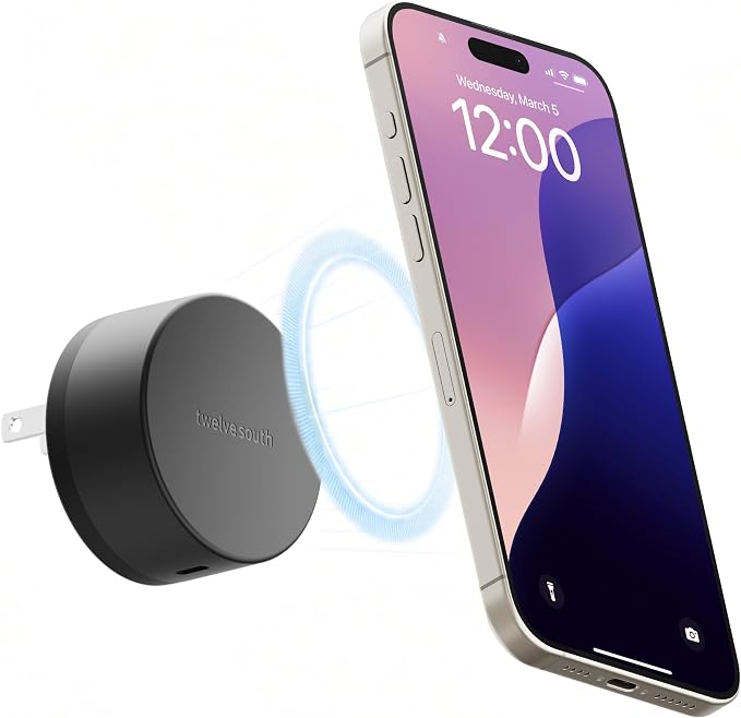 Twelve South Power Bug, 2-in1 Qi2 Wireless + USB-C Wall Charger, Slate