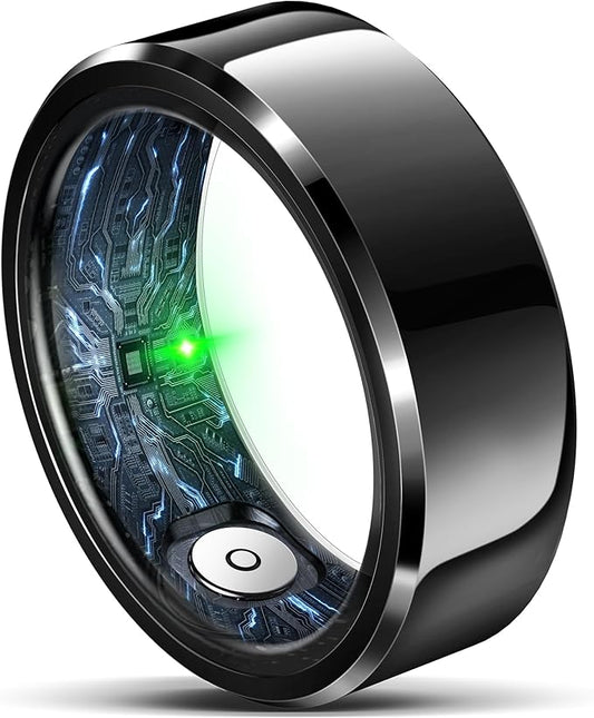 Smart Ring for Women Men, Fashion Minimalist Fitness Ring & Sleep Tracker Ring with Heart Rate, Blood Pressure,5ATM Waterproof Health Ring, No Subscription, Gifts for Women Men Gift (Black,12)