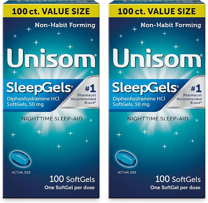 Unisom Nighttime Sleep-Aid Gels, Diphenhydramine HCI 50mg, 100 Count, 2 pk