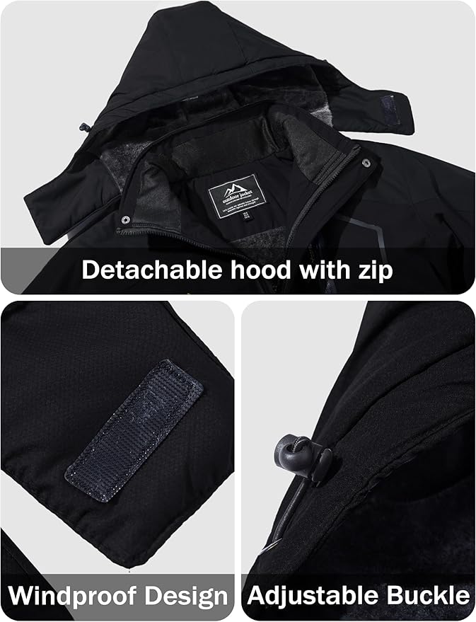 MAGCOMSEN Men's Winter Coats Water Resistant Ski Snow Jacket Warm Fleece Jacket Parka Raincoats With Hood Multi-Pockets