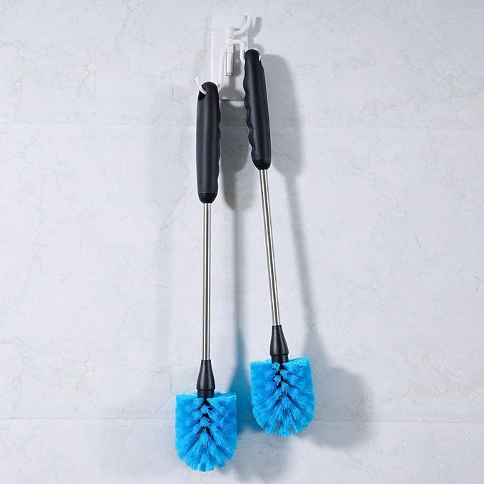 Stainless Steel Water Bottle Brush, Long Handle Scrubbing Brush, Built for Cleaning Sports Bottles, Baby Bottles, Cups, Coffee Mugs, Glasswares, Wine Decanters, Flask, 2 Pack, 13 in