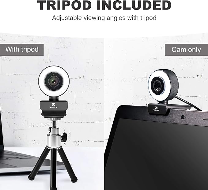 Streaming Webcam 1080P, 960A HD Web Camera USB Web Cam for Gaming Conferencing Video Chatting Mac Windows Desktop Computer Laptop Wide Angle Webcam with Ring Light & Microphone & Tripod