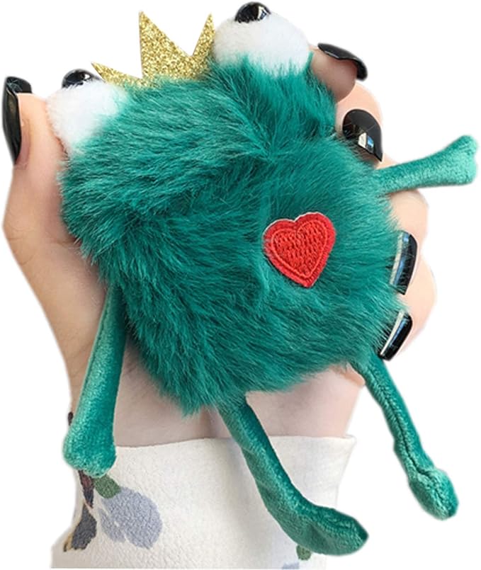 Yatchen Plush Case Compatible with AirPods Pro, Creative Cute 3D Cartoon Fur Frog Design Funny for AirPods Cover Case with Keychain Protective Case for AirPods Pro Frog Green