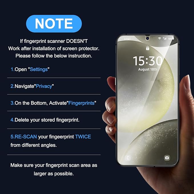 Uyiton UnBreak-Glass for Samsung Galaxy S25/ S24 Screen Protector, [Ultrasonic Fingerprint Support][Auto-Alignment Frame] Scratch-Resistant Bubble-Free Tempered Glass(6.2'' 5G), 2 Pack
