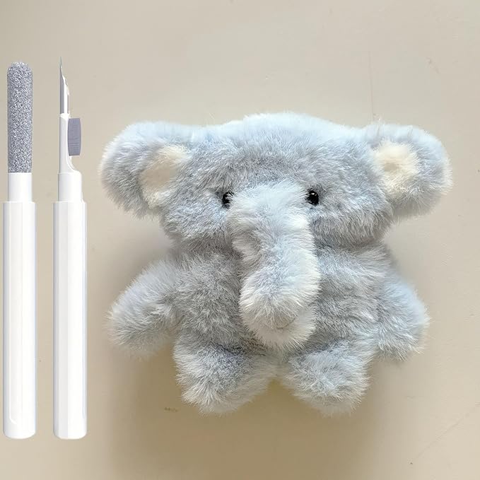 Cute Blue Elephant Plush Case for AirPods 4 with Cleaner Pen, Protective Cover for Apple AirPods 4, Gift for Women