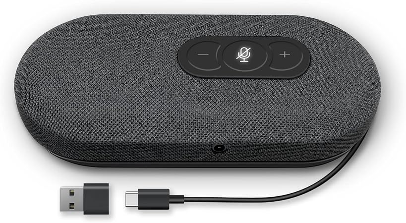 USB Speakerphone, Conference Computer Speakers with Microphone for Home Office Calls, 360 Degree Enhanced Voice Pickup, Noise Reduction, Echo Cancellation, Compatible with Zoom, Teams, Skype