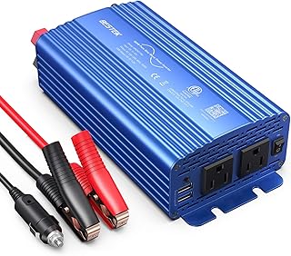 BESTEK 500W Pure Sine Wave Power Inverter DC 12V to 110V AC Car Plug Inverter Adapter Power Converter with 4.2A Dual USB Charging Ports and 2 AC Outlets Car Charger, ETL Listed, Blue - Image 1