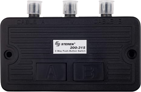 STEREN Network Switch - Coax Splitter 2 Way - Antenna Splitter - Manual Transfer Switch - Coax Cable Splitter 2 Way - Coaxial Cable Adapter for TV - 2 Way Coax AB Switch for TV - 1 Pack 200-315